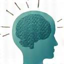Abstract brain icon with gears and light