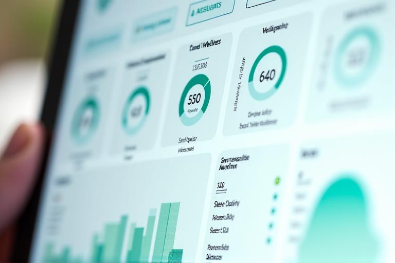 A clear, professional dashboard displaying wellness assessment results with various data visualizations like charts and graphs, indicating progress and scores.