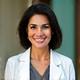 Portrait of Dr. Anya Sharma, a smiling, professional endocrinologist in her 40s.