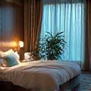 Peaceful bedroom setting at night